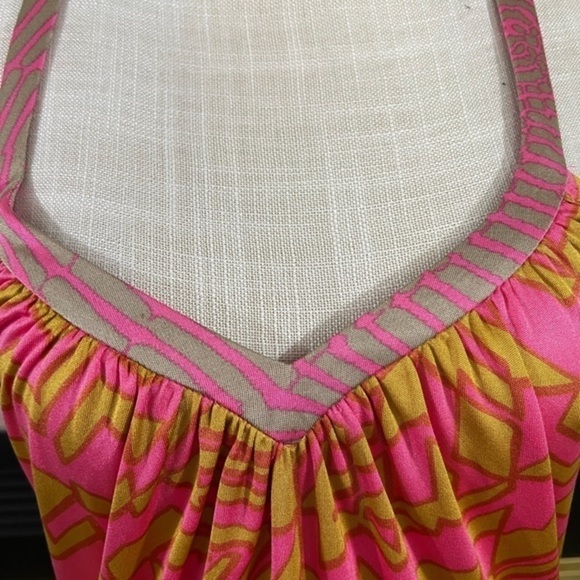 Trina Turk Silk Orange and Gold T Back Sleeves Blouse - Picture 3 of 12